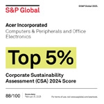 Acer se posiciona en el Top 5% de empresas en la Evaluación de Sostenibilidad de S&P Global